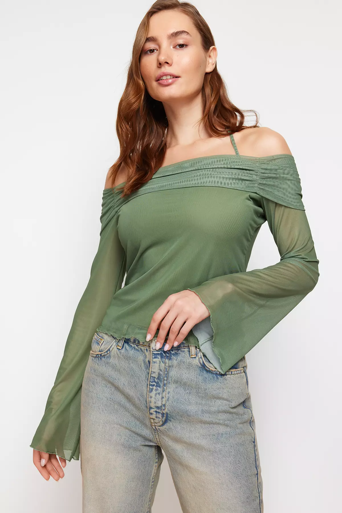 Knitted Blouse with Flared Sleeves