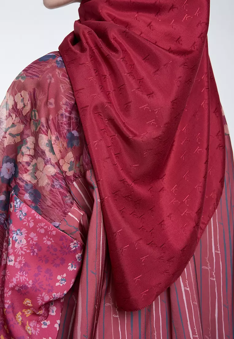 Kami Airy Jacquard Voile Scarf Plain Cherry Red