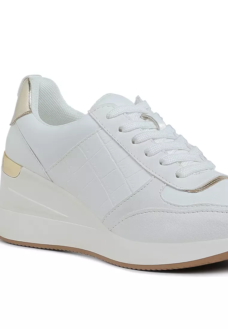 Sepatu Kets Chunky Bertumit Wedges Warna Putih