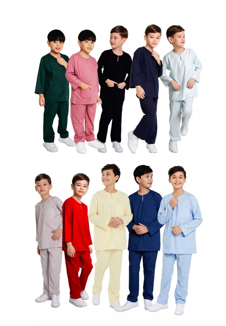 Byford Baju Melayu Raya Baju Johor Teluk Belanga Slim Fit Sedondon Anak Budak - 3925501A-99Black