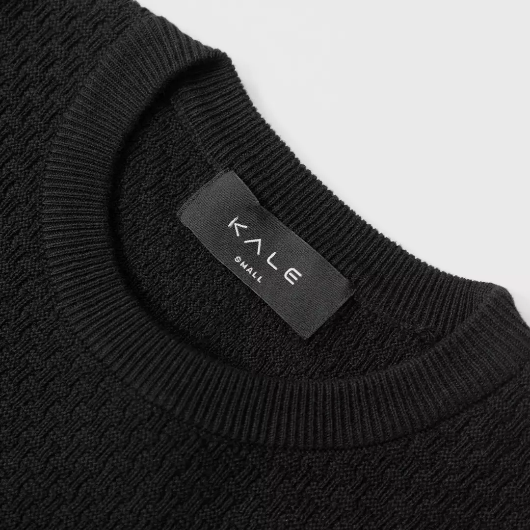 Kale ROGER BLACK / Atasan Rajut Pria / Sweater Rajut Tangan Pendek / Baju Pria