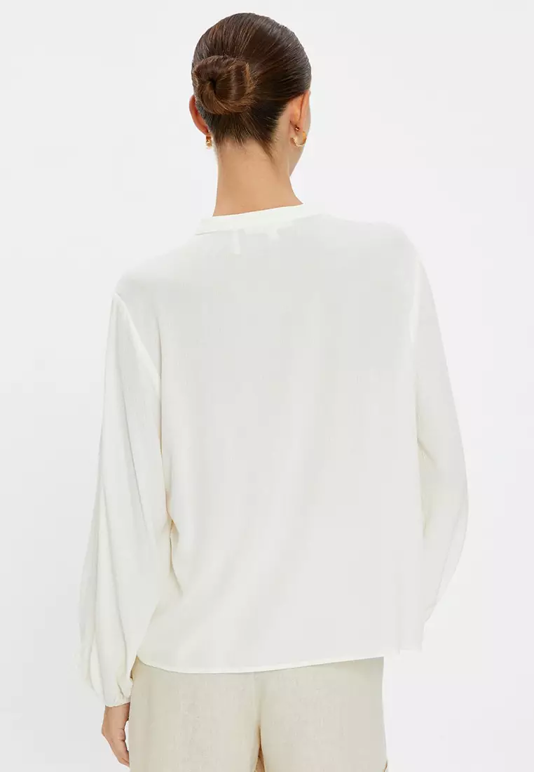 Bohemian Blouse with Embroidery Detail Long Sleeve