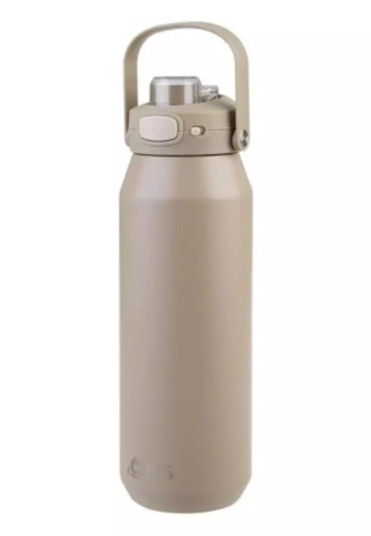 Oasis Ceramic Stainless Steel Triple Wall Capri Quick Release Drink Bottle 1L - Latte
