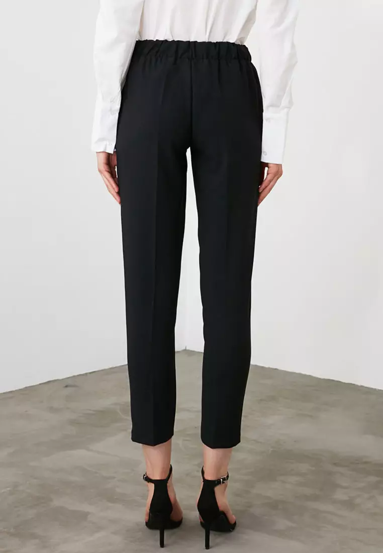 Buy Trendyol Black Tie Waist Slim Fit Pants 2024 Online | ZALORA ...