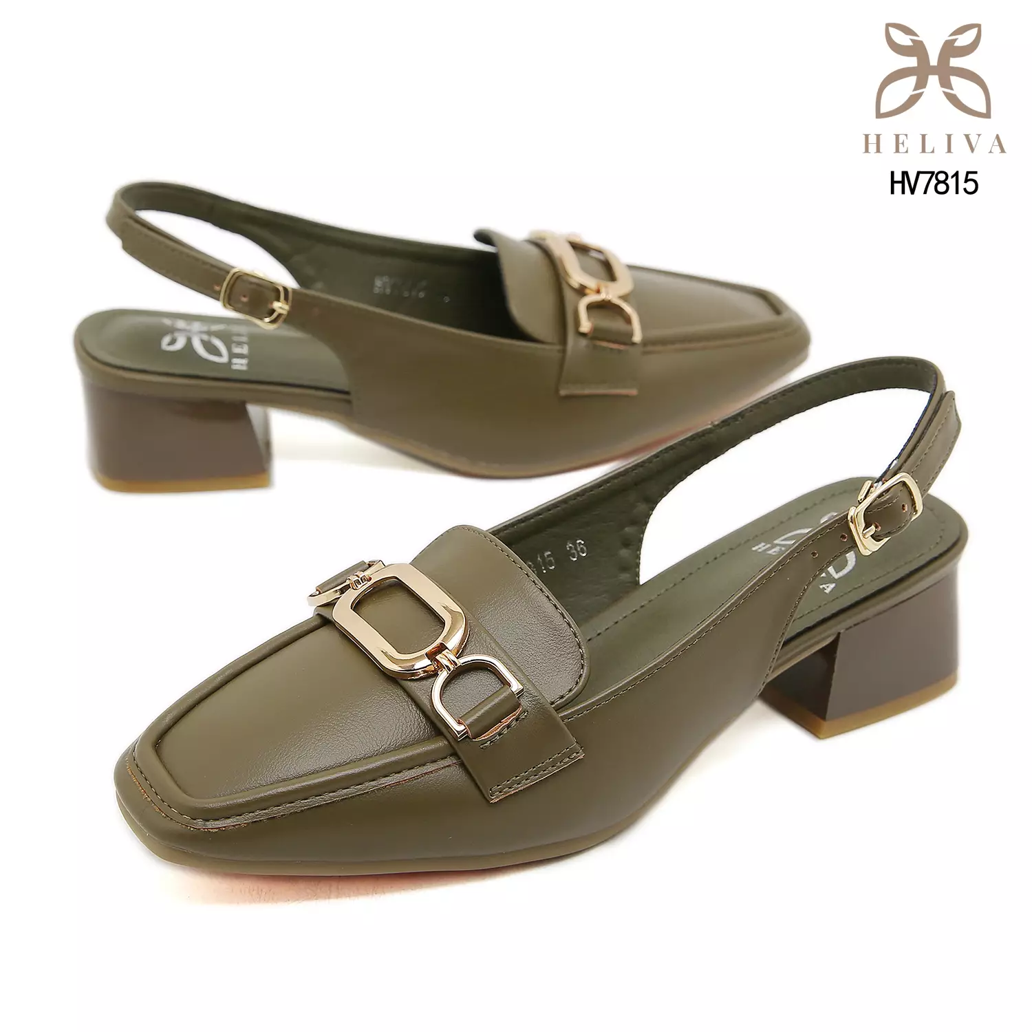 Heliva Enel Modern Loafer-Inspired Heels with Slingback Design & Iconic Bit Ornament HV7815