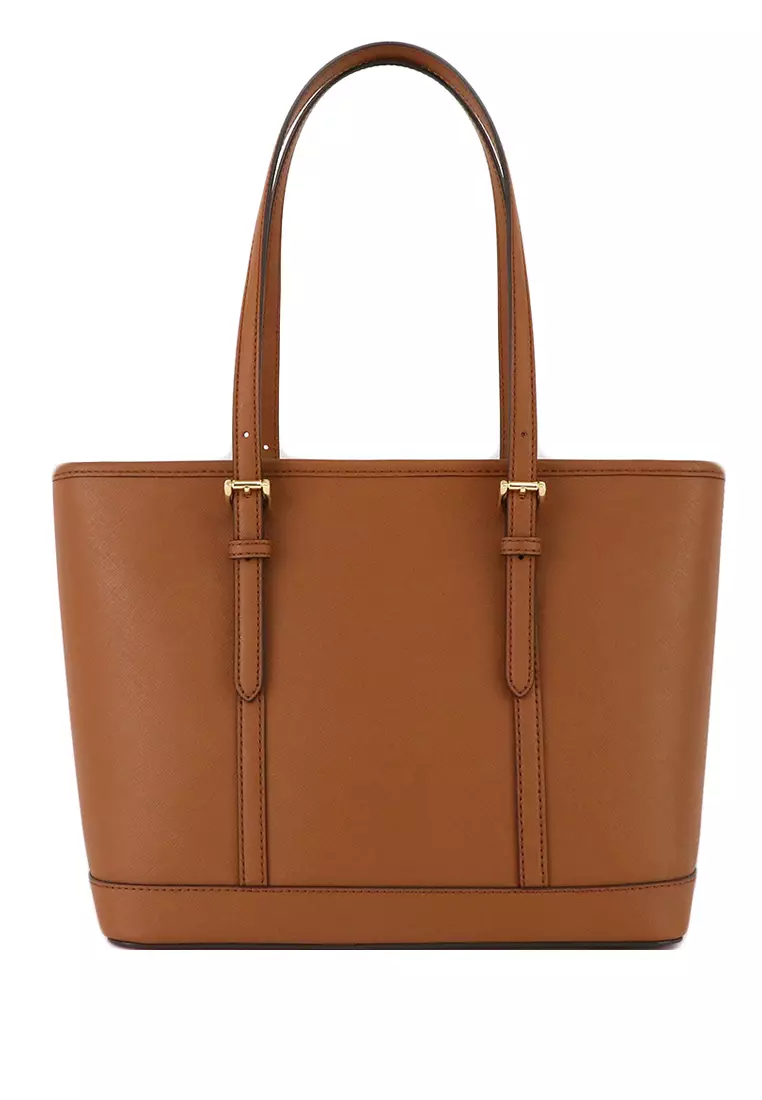 Buy MICHAEL KORS Michael Kors Jet Set Travel Saffiano Leather TopZip Tote Bag Brown 2023