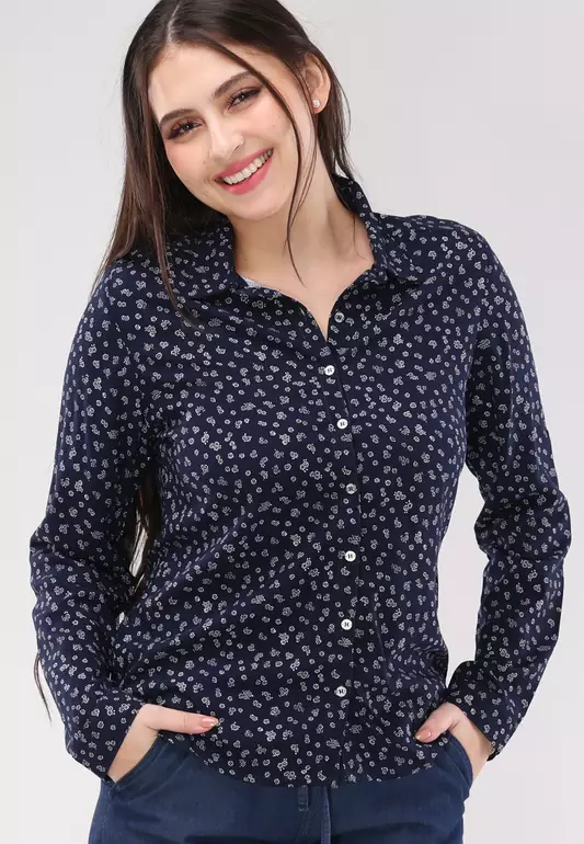 Woven Printed Rayon Long Sleeves Blouse