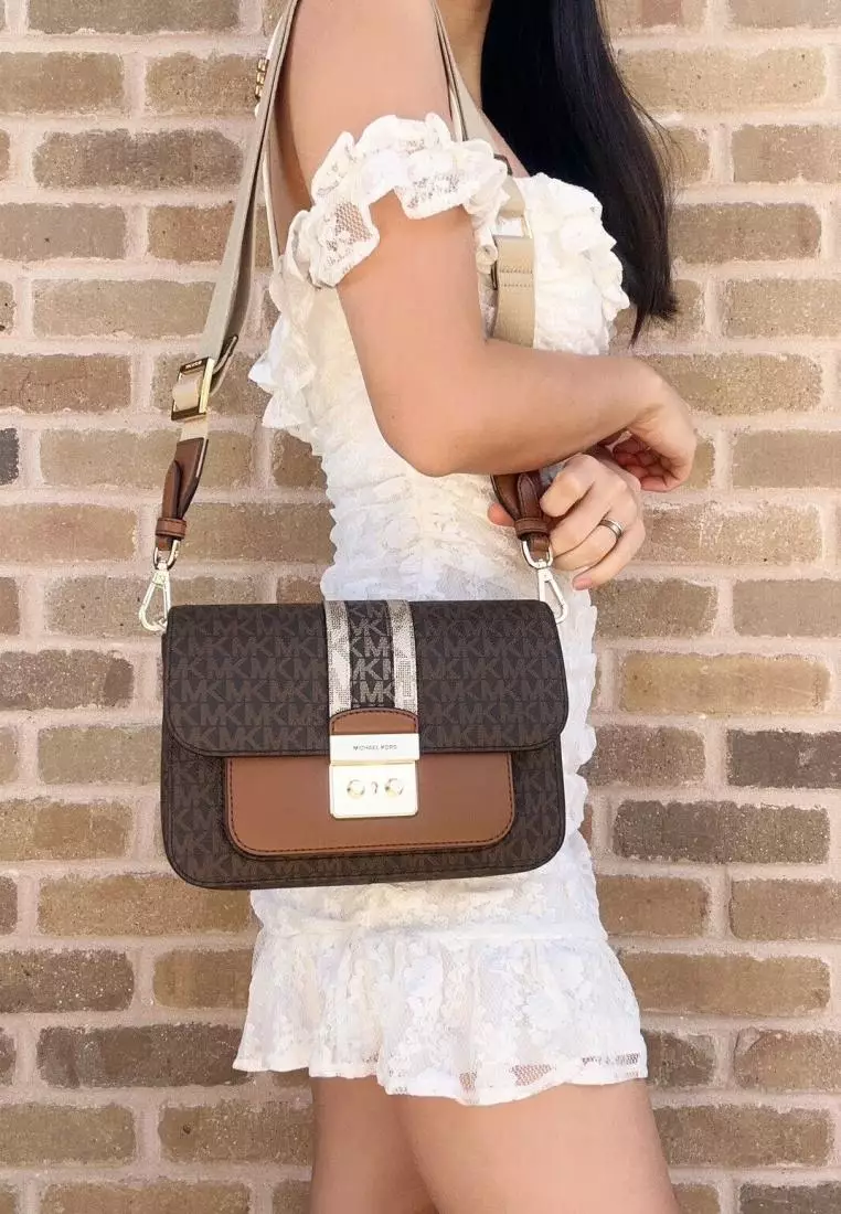 Sloan medium logo and leather satchel sales