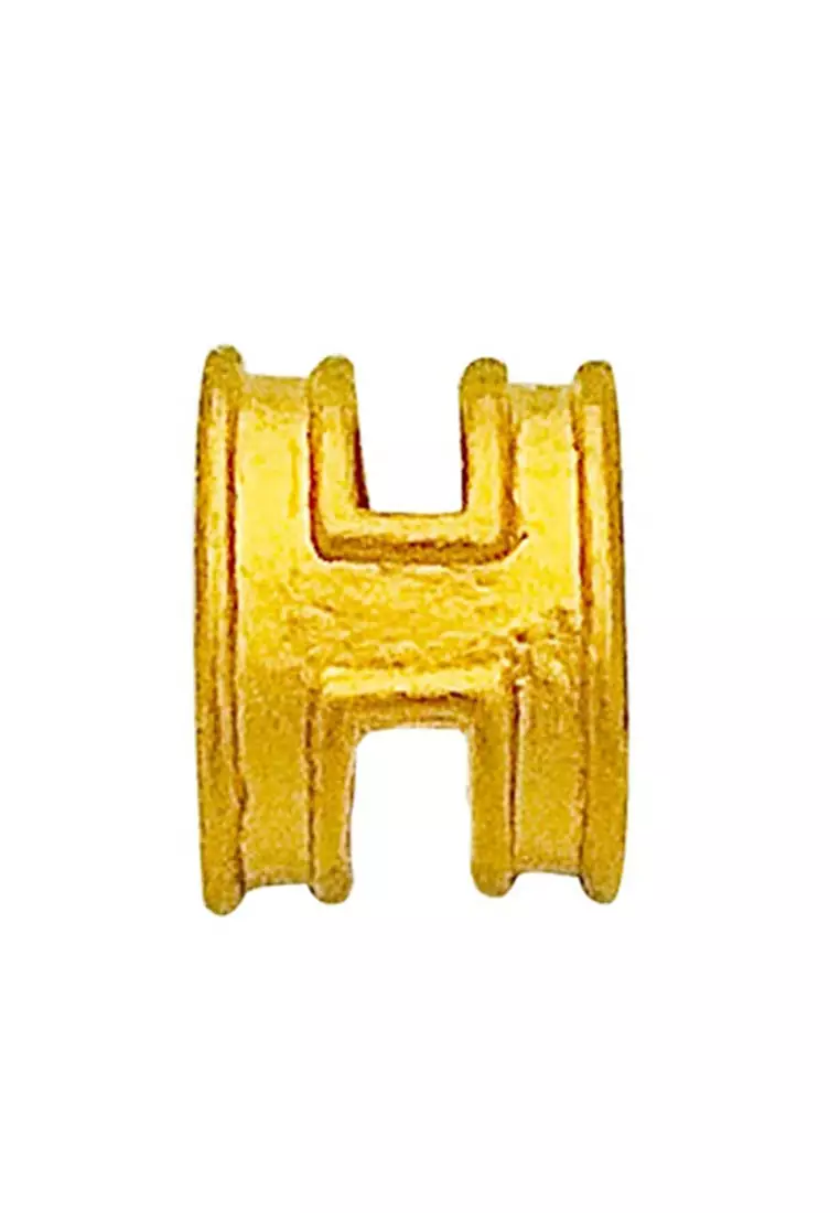 [SPECIAL] LITZ 999 (24K) Gold H Charm with 14K Gold Plated 925 Silver Chain H牌项链 EPC0145-SN
