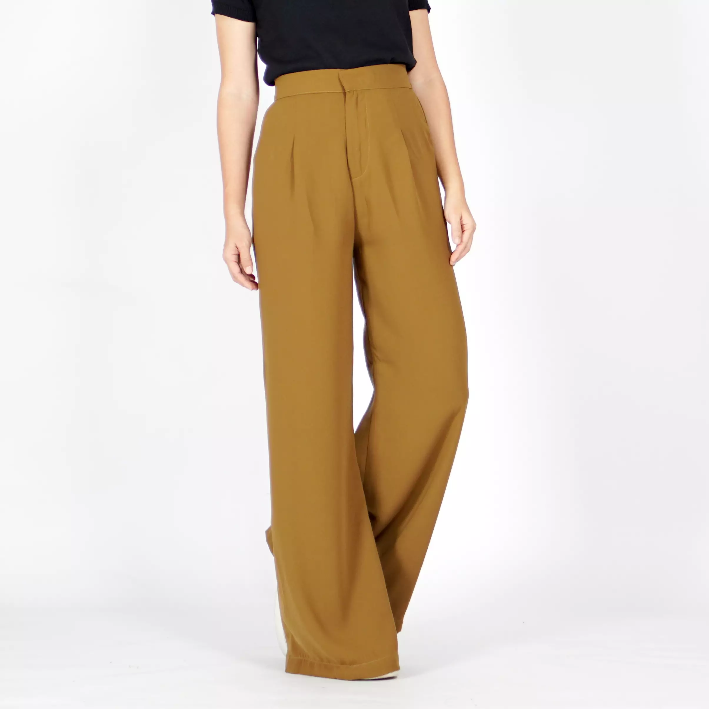  ADELINE Celana Cutbray Wanita Celana Panjang Wanita Highwaist Cullote Pants - Hazelnut