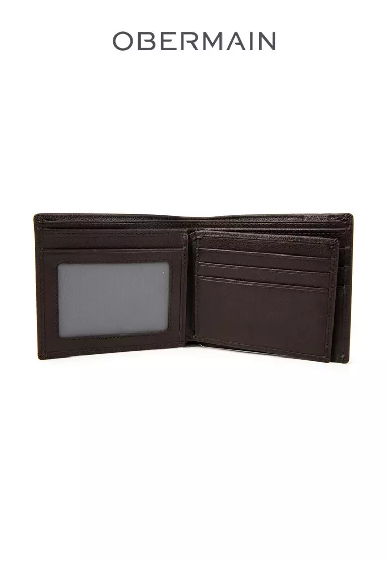 RFID Short Wallet With 2 Window Slot Genuine Leather Brown