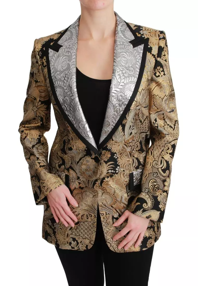 Dolce Gabbana Dolce Gabbana Black Gold Jacquard Blazer Jacket