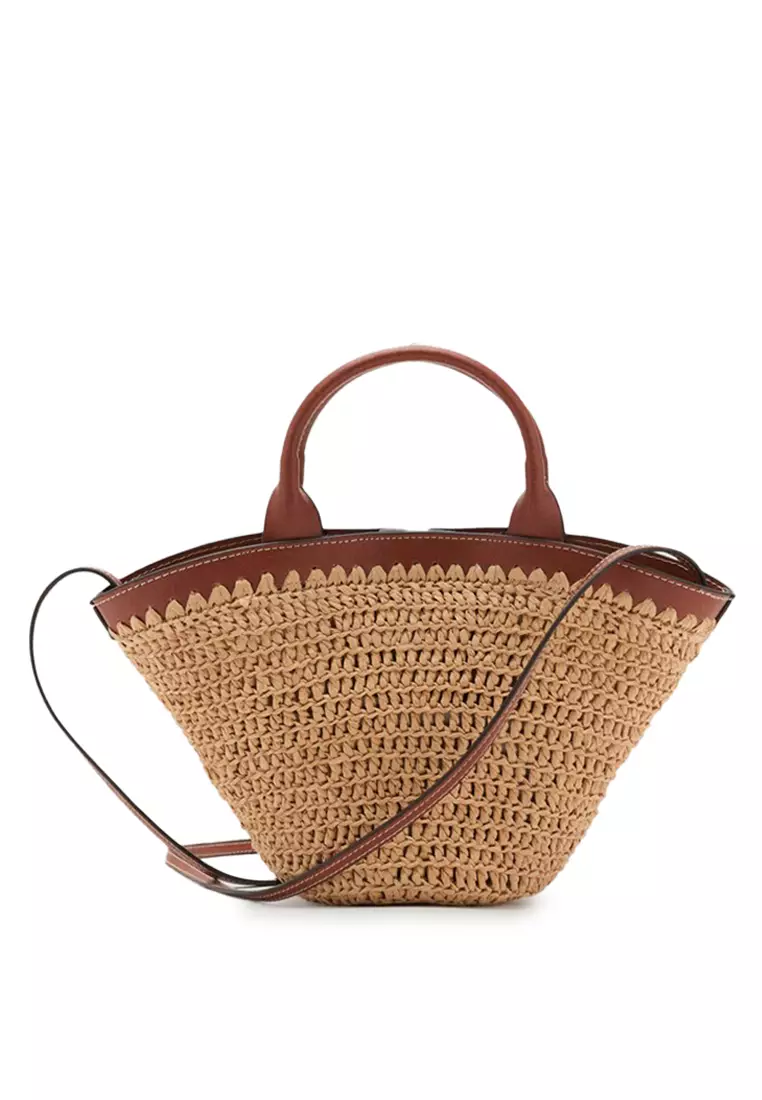 Mango Small Double-Handle Natural Fibre Bag 2025 Buy Mango