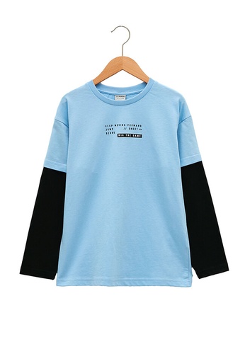 LC Waikiki blue Printed Long Sleeve Boy T-Shirt 6196CKA9D9683EGS_1