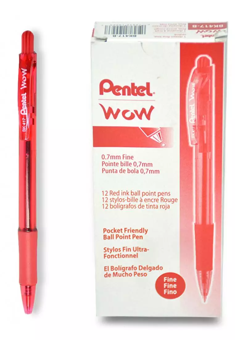 Buy Pentel Wow! BK417 Ball Point Pen Red 12pcs 2024 Online