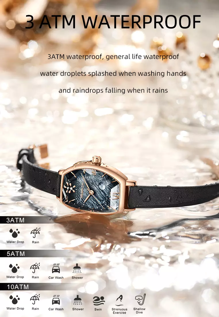 Jam Tangan Wanita Anti Air Jam Wanita Original Kulit Kuarsa Mode Anggun Jam Tangan Cewek BlackBlue