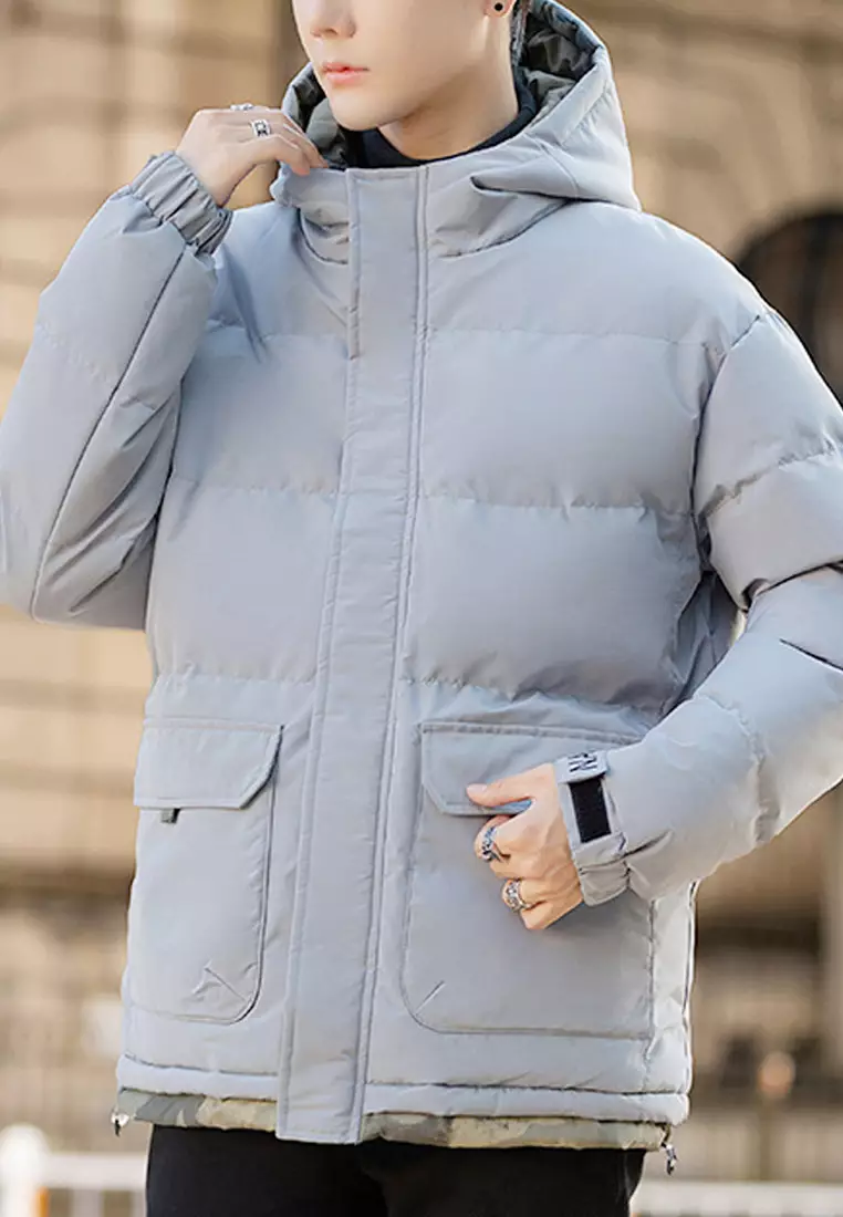 Mens hooded cotton jacket hot sale