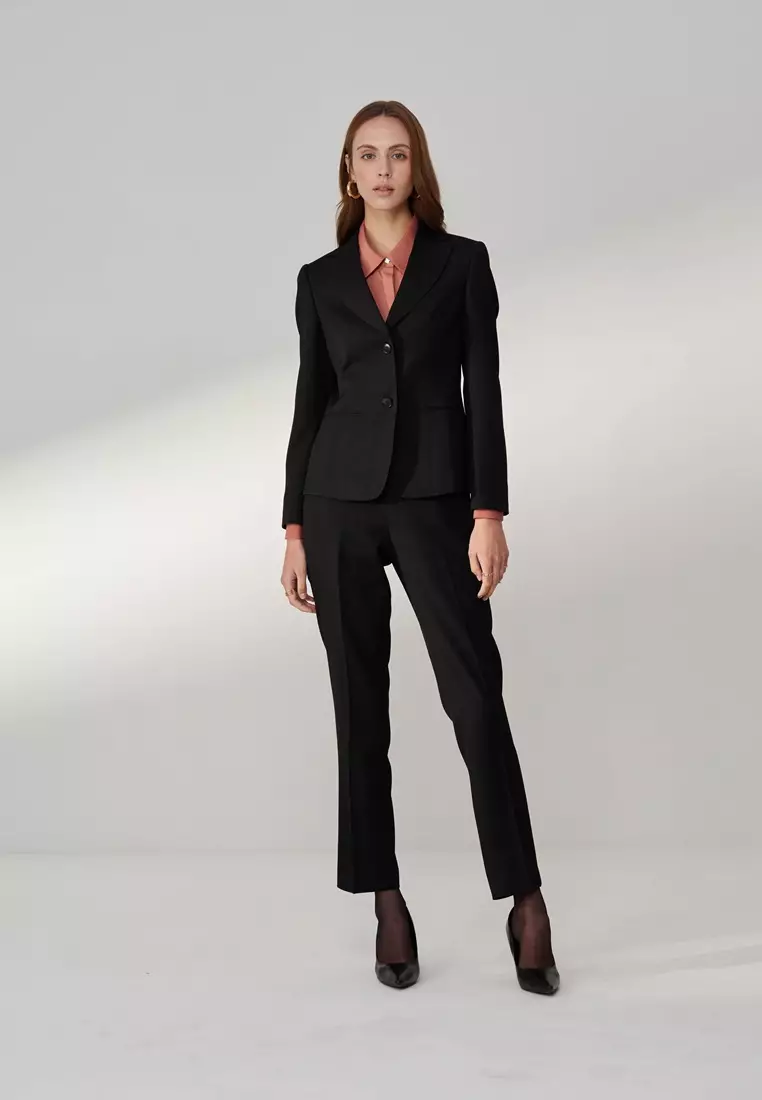 Black Textured Wide Peak Lapel Suit