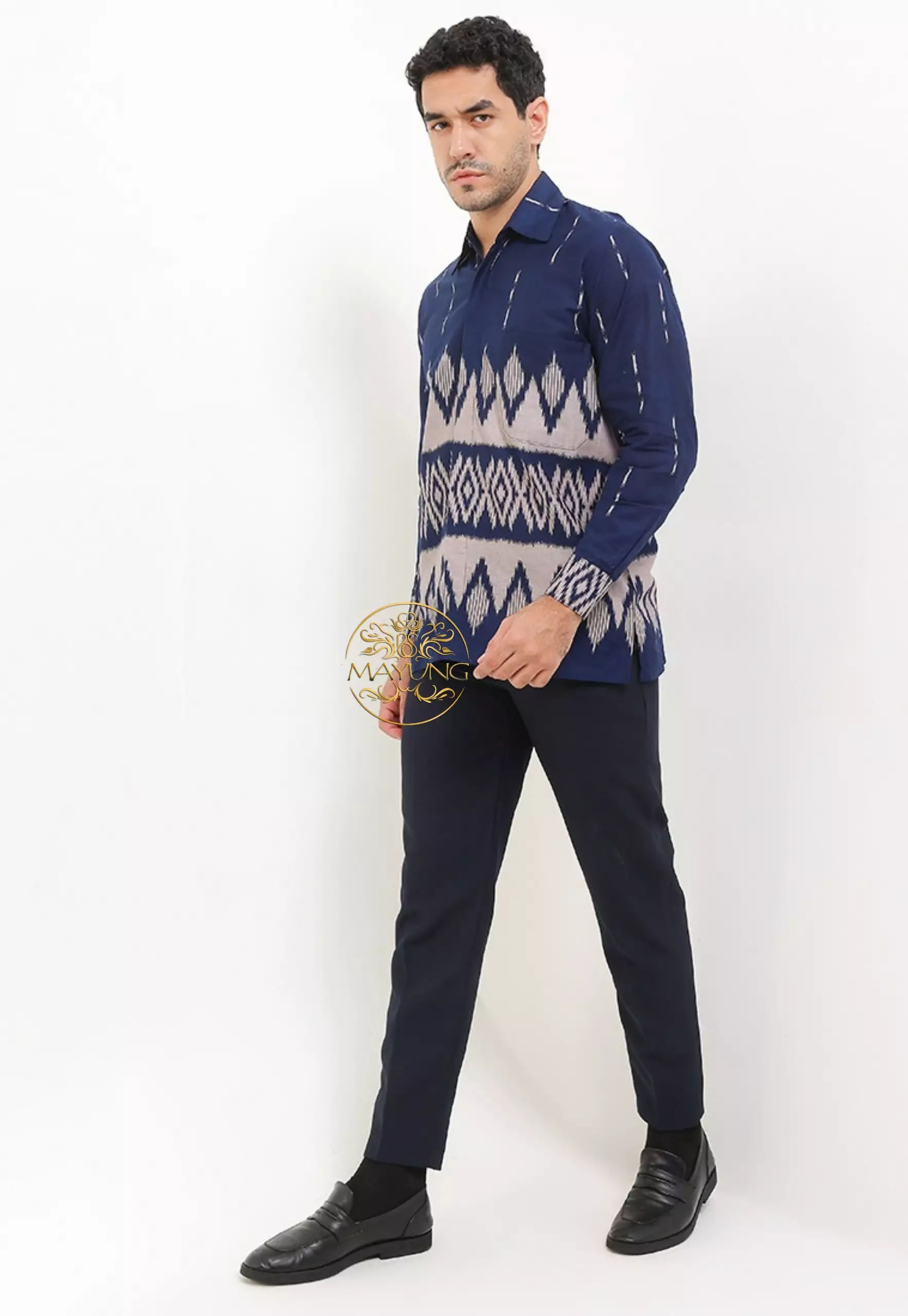 Vadikara Navy Kemeja Batik Pria Premium Lengan Panjang NLN