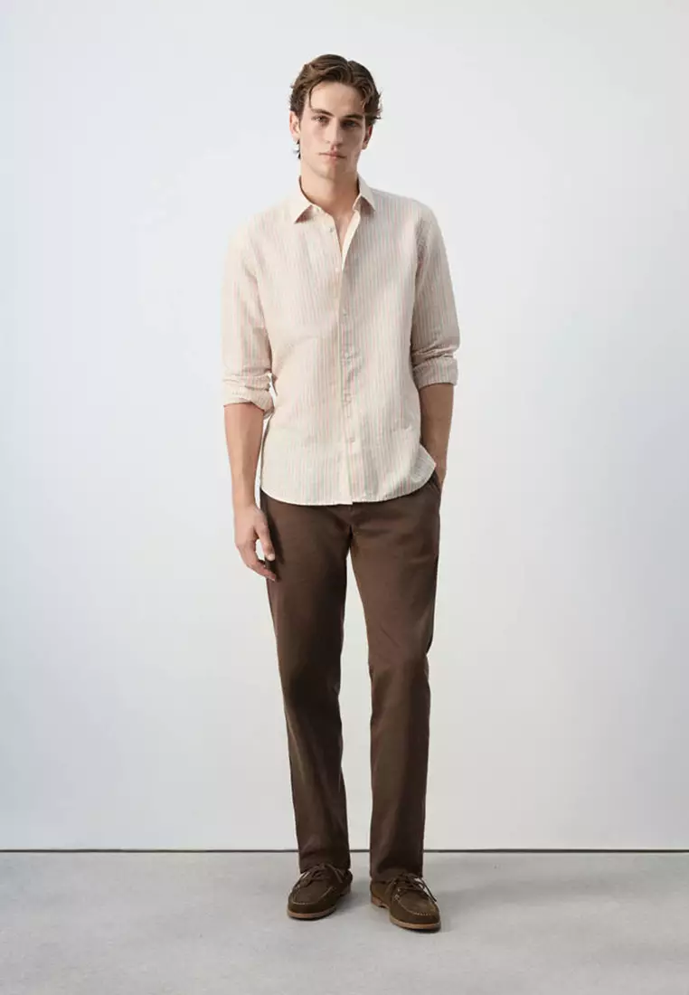 Linen-Cotton Blend Stripe Shirt