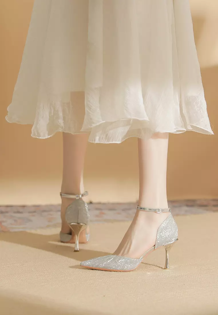 8CM Pointed Ankle Strap High Heel IF82317