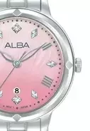 Jam Tangan Wanita Alba Fashion AH7DY7 AH7DY7X1 Strap Stainless Steel Silver Color Women Sunbrust Pink Dial Original Garansi Resmi