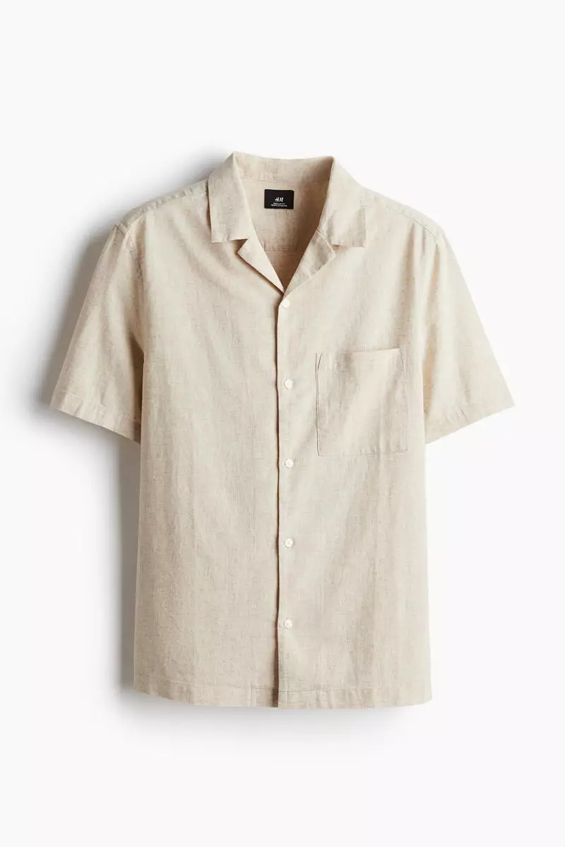 Regular Fit Short-sleeved linen-blend shirt
