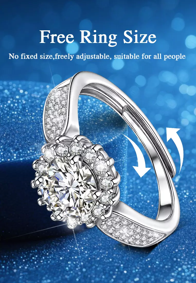 Cincin Wanita Berlian Fashion Elegan Perhiasan Cewek Original Free Size Cincin Tunangan Hadiah