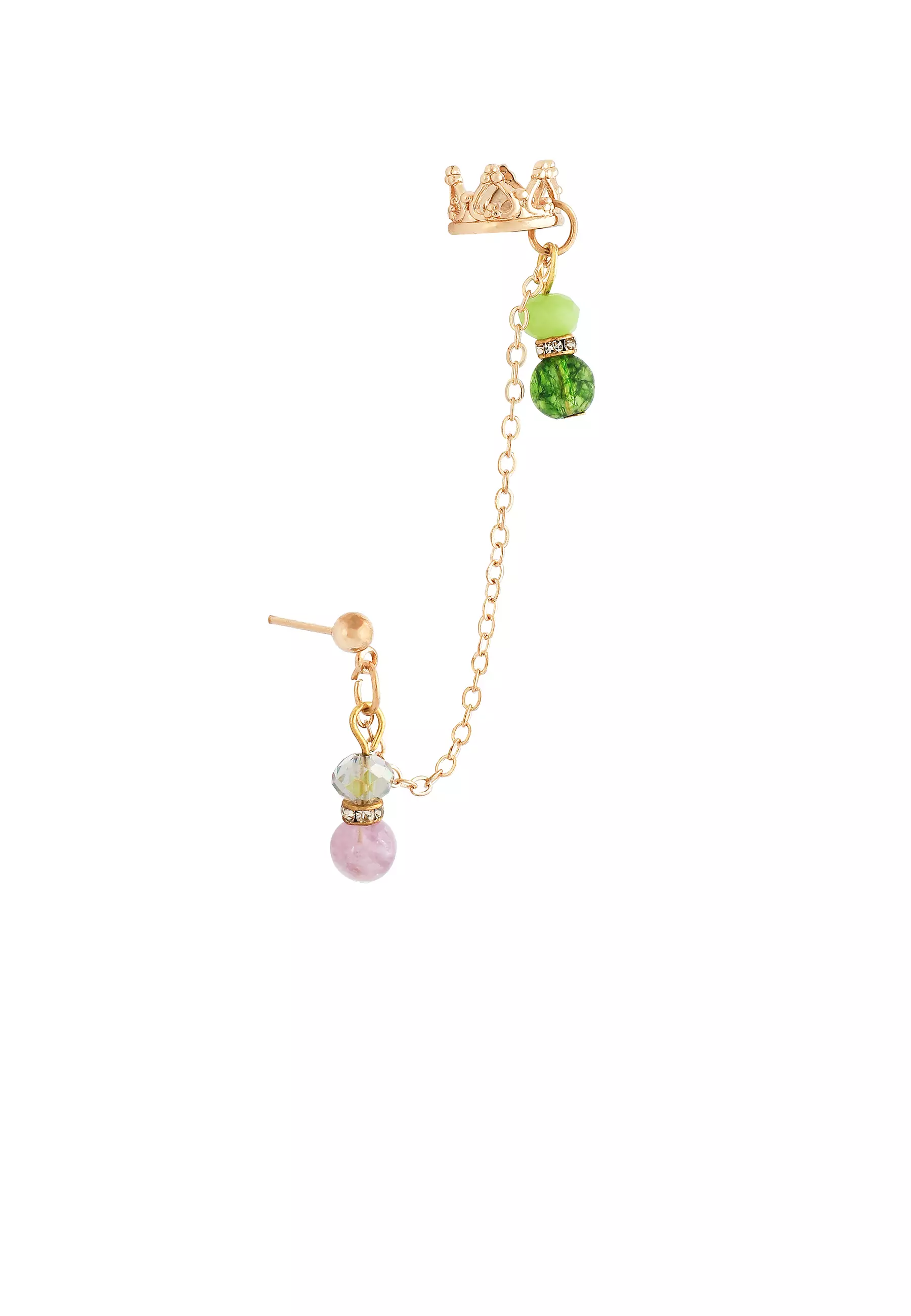 Utopia Ear Climber with Amethyst & Green Garnet