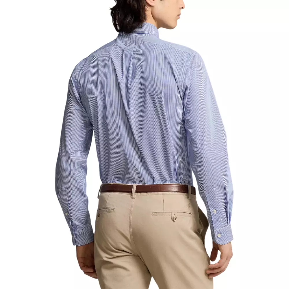 Striped Poplin Slim Fit Shirt Light Blue