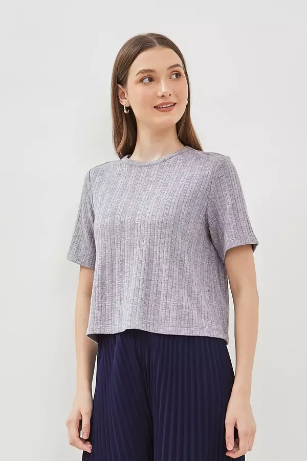 Minimal Jalla Rib Crop Top - Grey