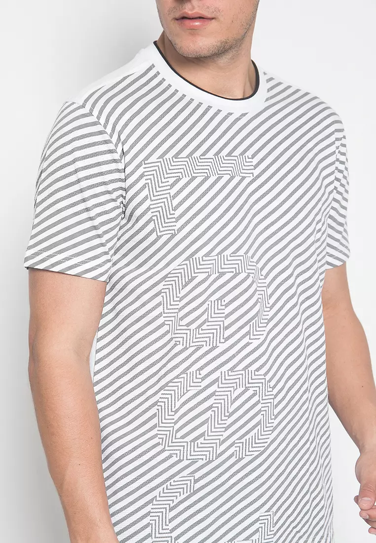 LGS - Kaos Pria - Motif Garis Diagonal - Putih - JTS.322.M2976F.32.C