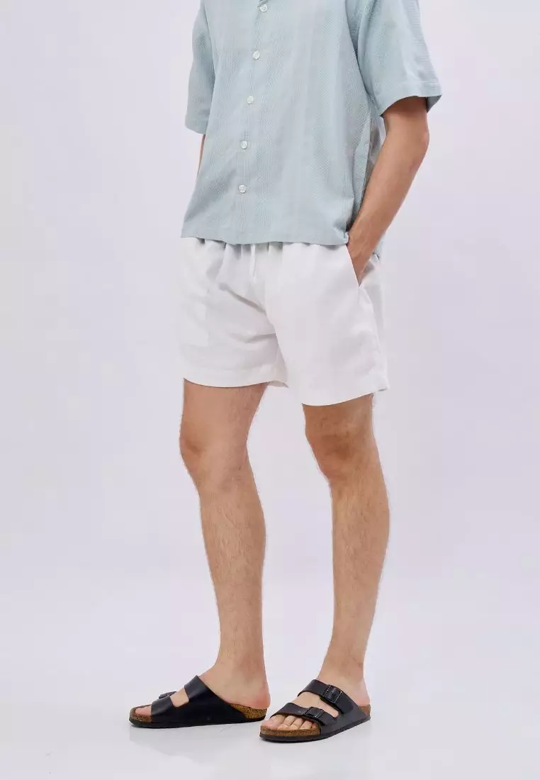 Elnido Celana Pendek Pantai Linen Pria Putih | Linen Beach Shorts Men White