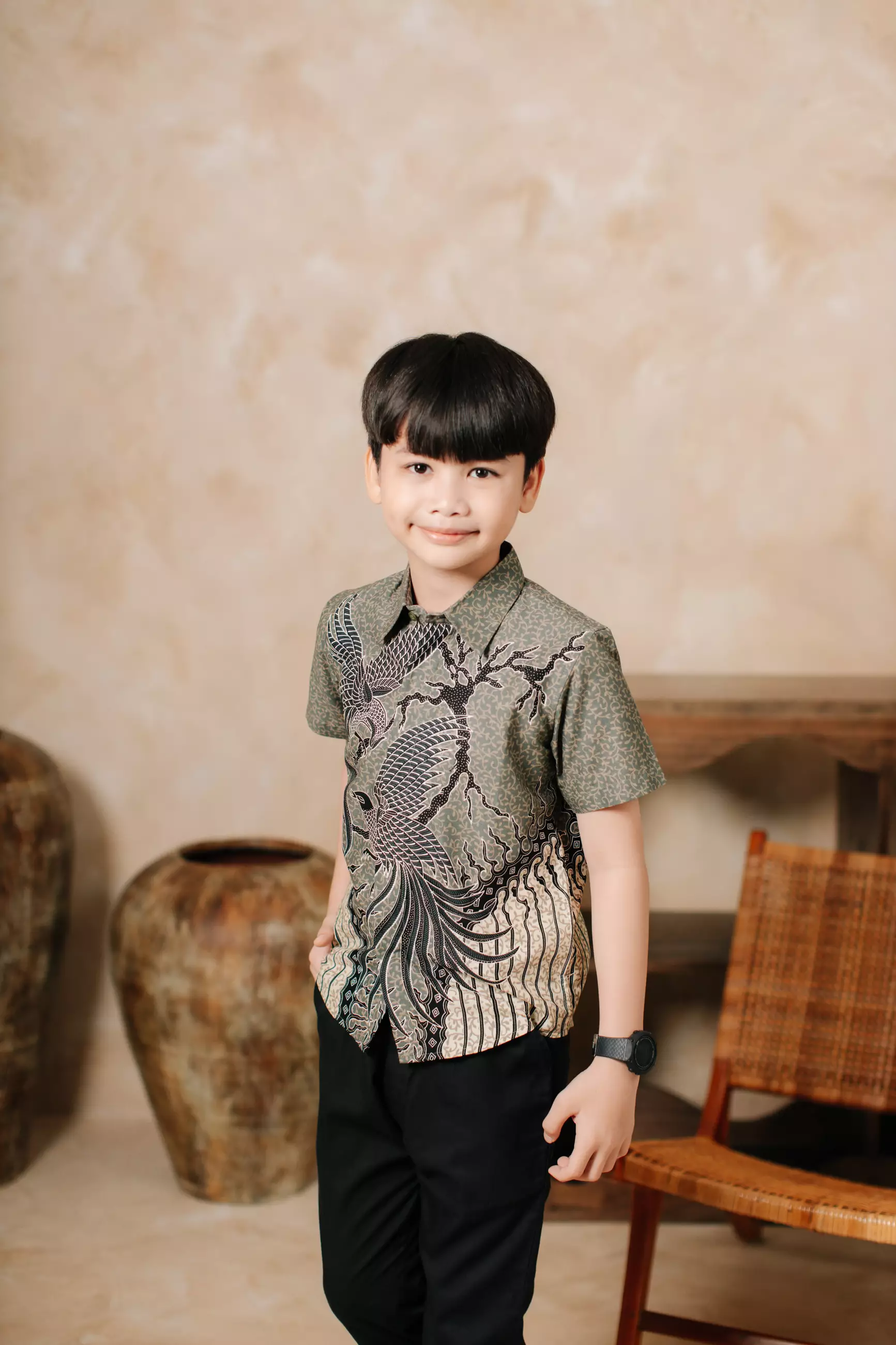 Atmara Grey Kemeja Batik Anak Pria Kemeja Batik Anak Cowok Katun