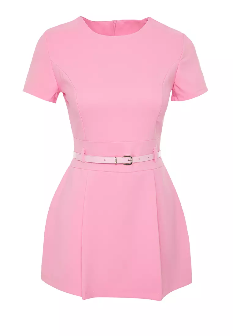 Belted Short Sleeves Playsuit