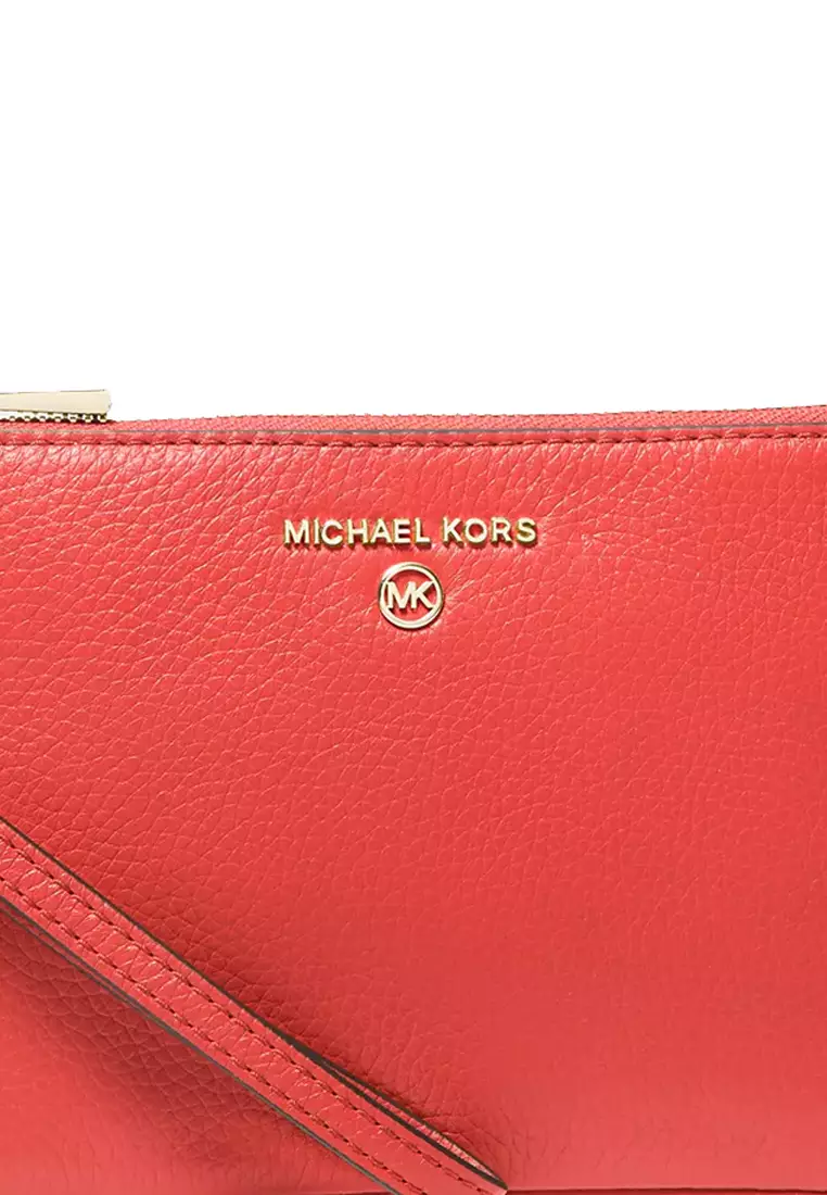 Jet Set Charm Medium Top Zip Leather Wristlet in Sangria 32T1LT9W2L