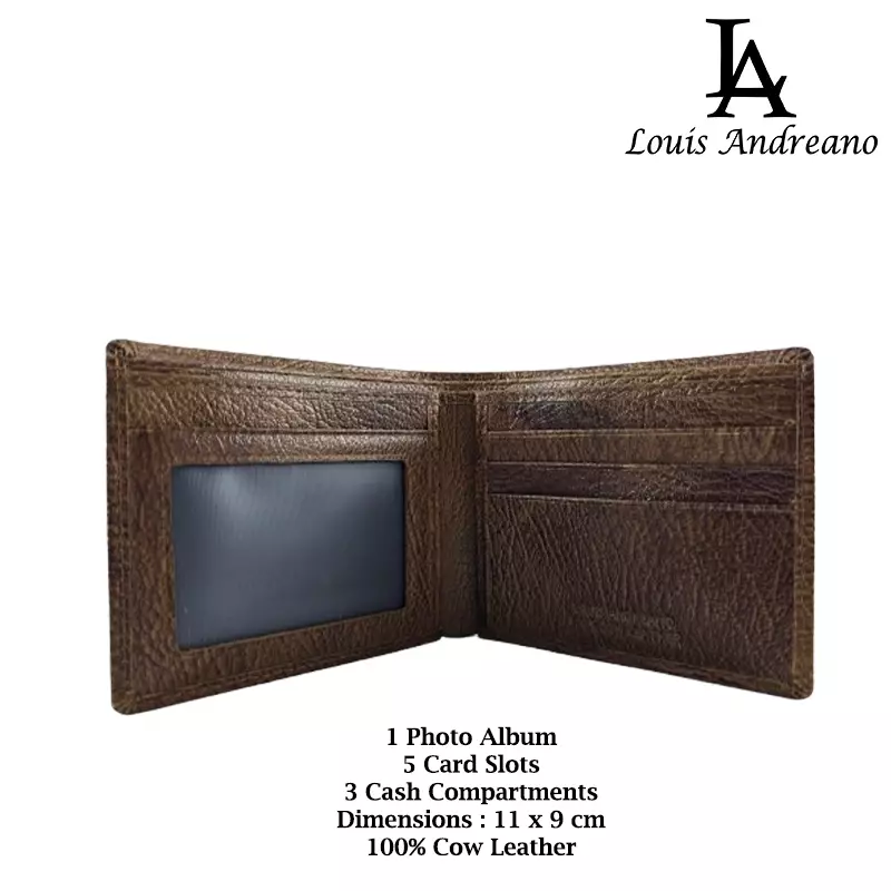Men Casual Bifold Wallet with Album Light Brown LA-191
