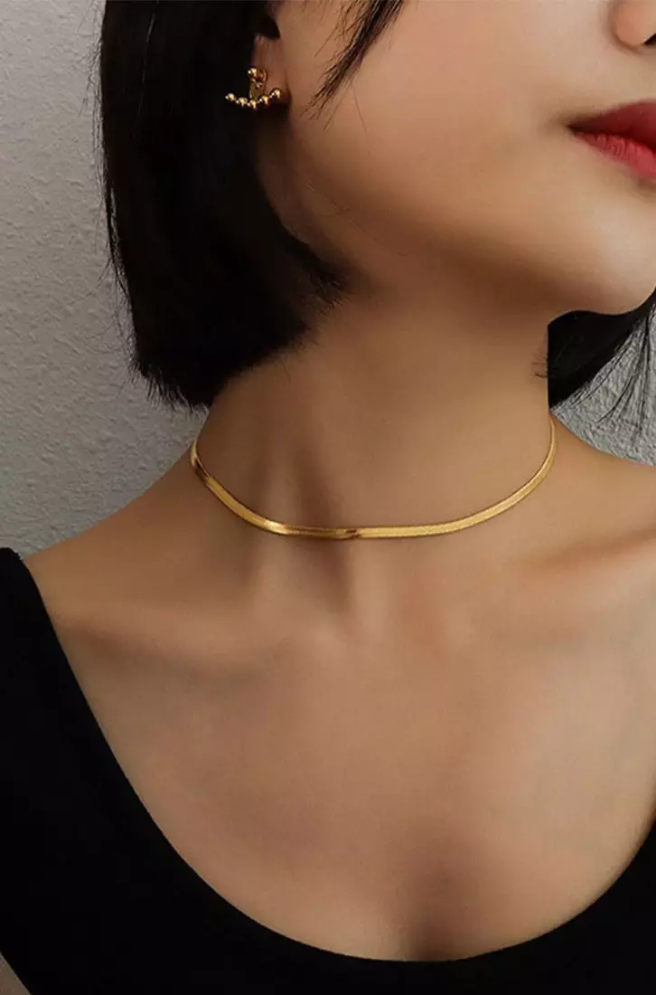 Buy YOUNIQ YOUNIQ RAQUE 18K Gold Titanium Steel Flat 30cm Choker
