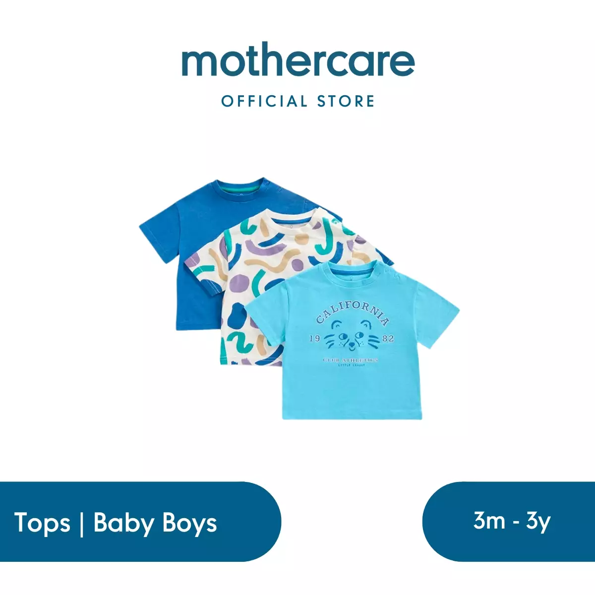 Mothercare 3 Pack T-Shirts - Kaos Bayi Laki-laki (Multi)