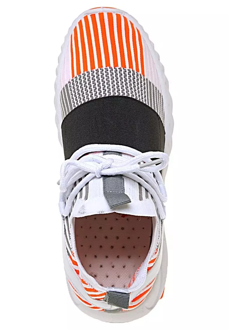 Chayton Sepatu Olahraga Pria Sneakers Casual Motif Garis Material Flyknit Mesh ORIGINAL - White