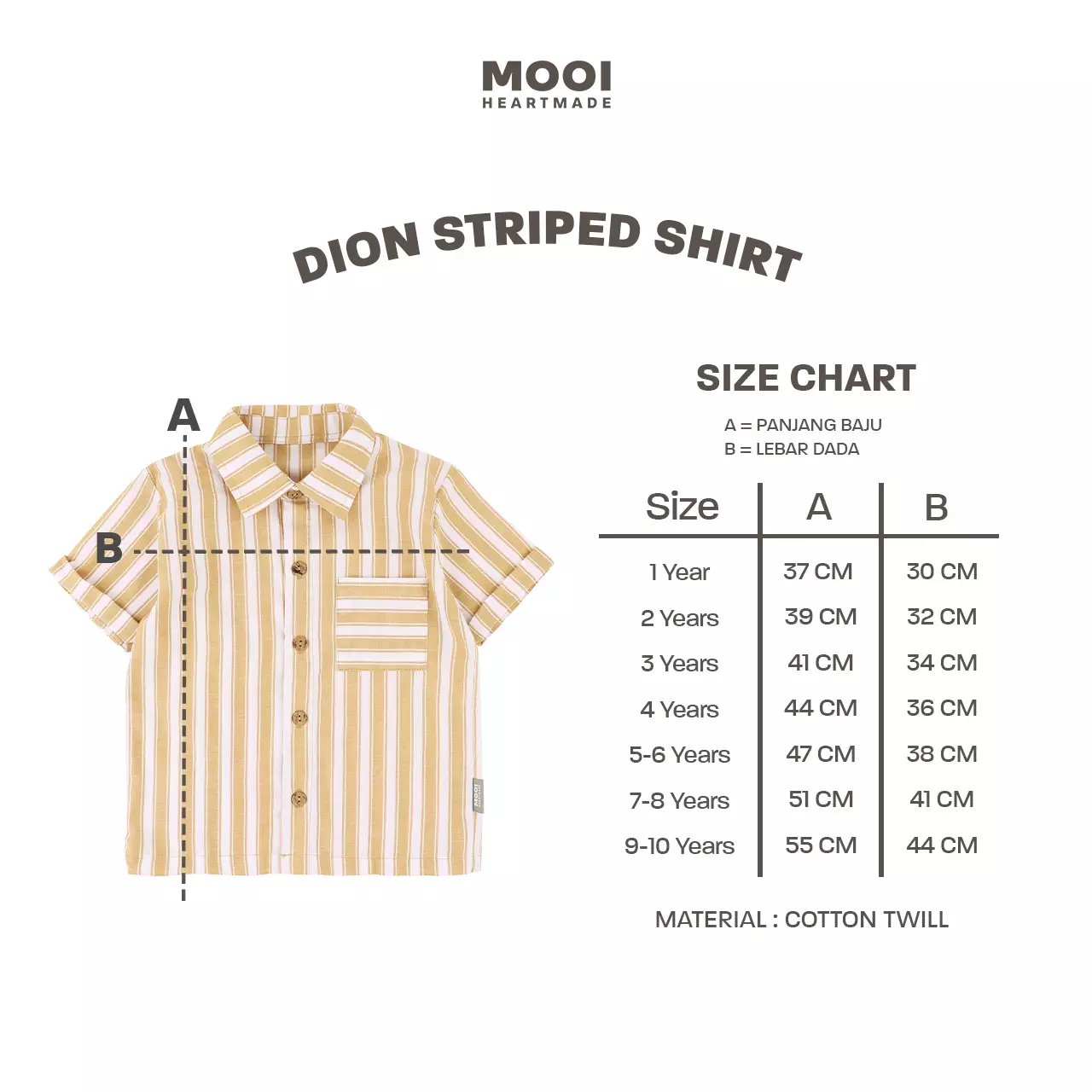 Mooi Kemeja Anak Laki-laki Kemeja Katun Motif Dion Striped Shirt - Blue Denim
