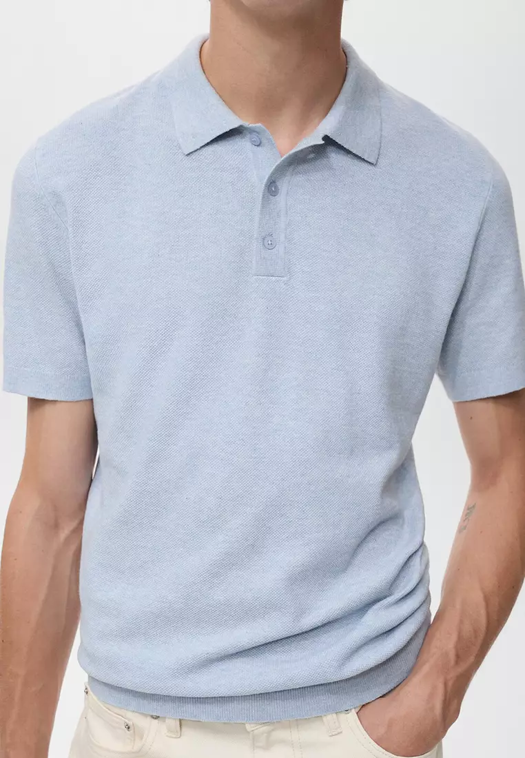 Structured Knitted Slim-Fit Polo Shirt