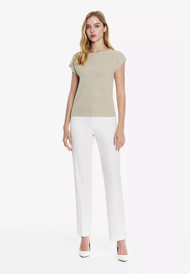 青冰灰波紋船領無袖針織衫