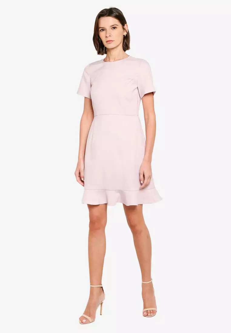 Back Detail Fluted Hem Dress