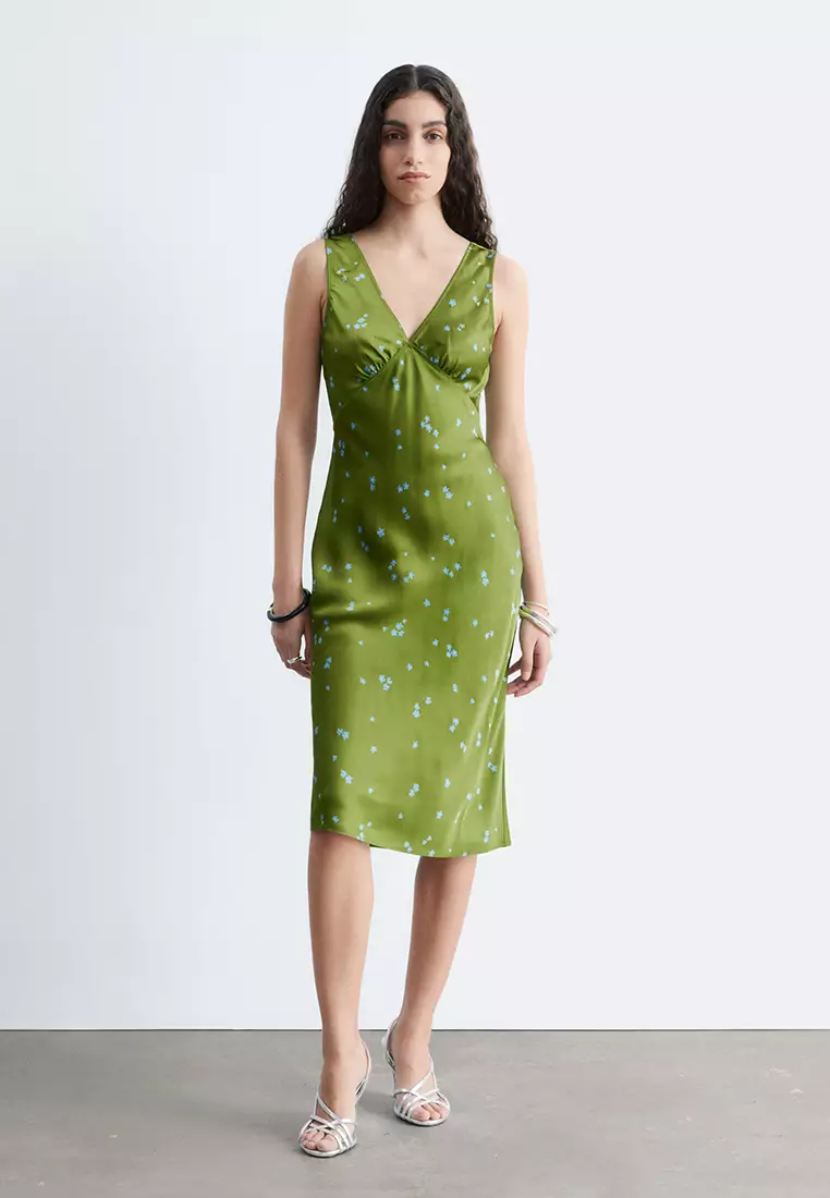 V-Neck Slip Midi Dress