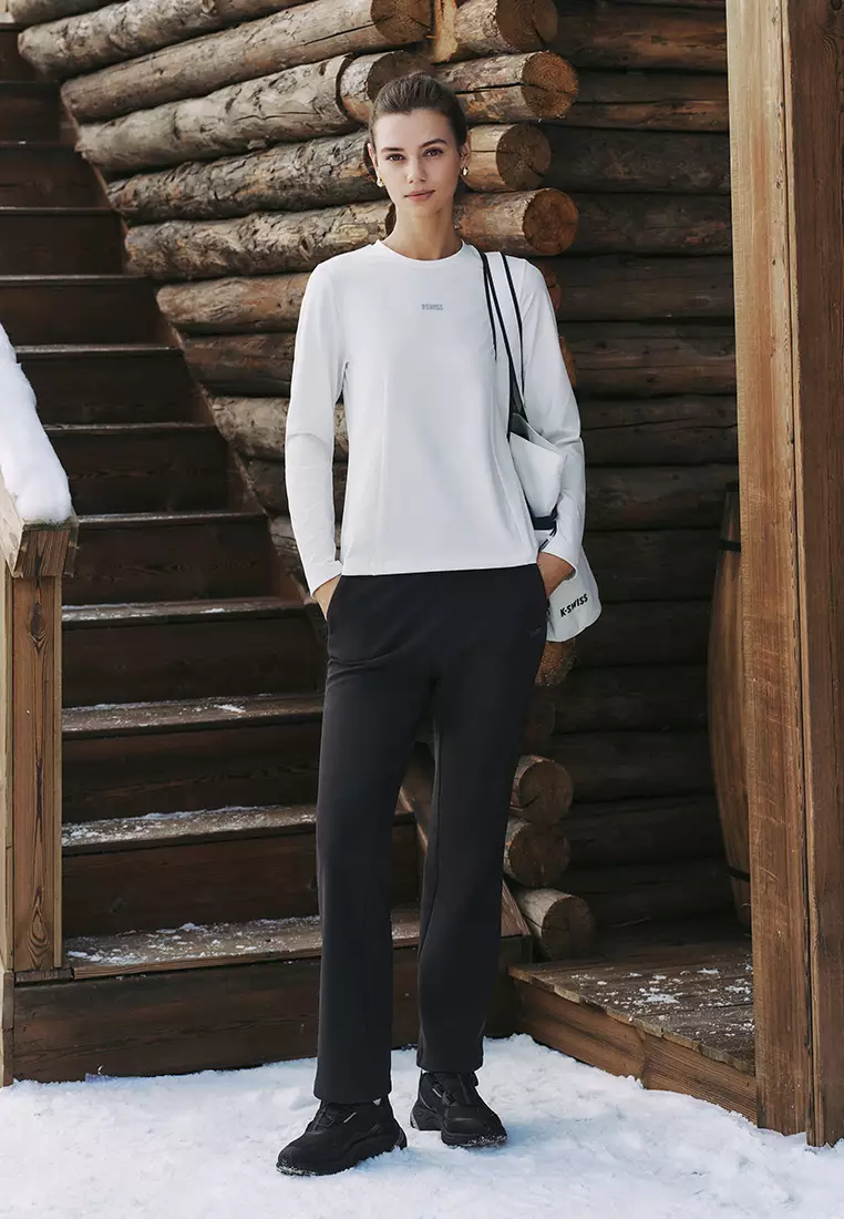 WOMEN'S K-SWISS LOGO BRUSHED LONG SLEEVES T-SHIRT