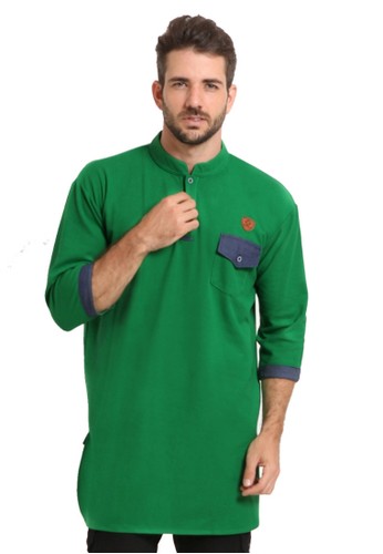 Jual ZAYIDAN Kaos  Gamis  Denim  Pocket Zayidan Hijau 