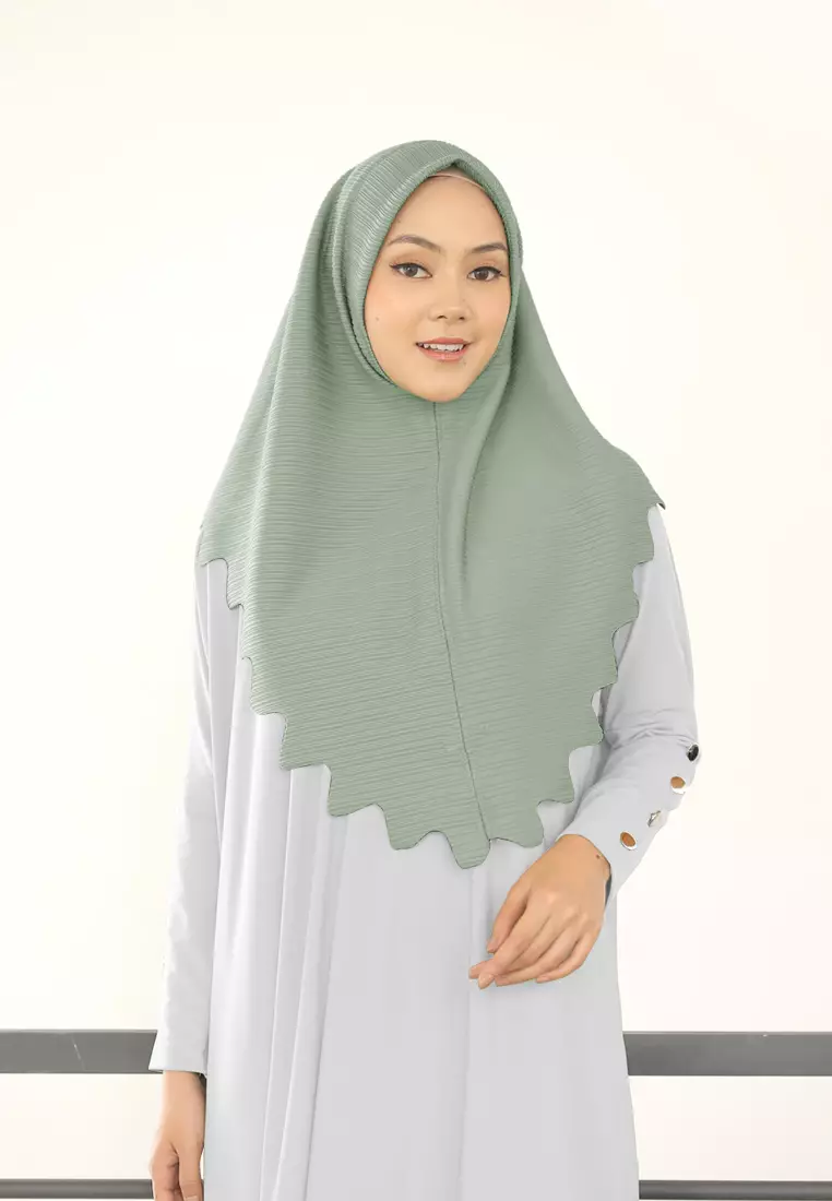 Cotton Bee - Marsha Instan Lasercut (Bergo Tekstur) - Granite Green