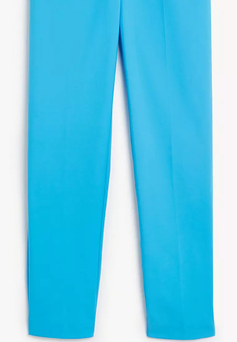 Cotton Blend Slim Fit Ankle Grazer Trousers