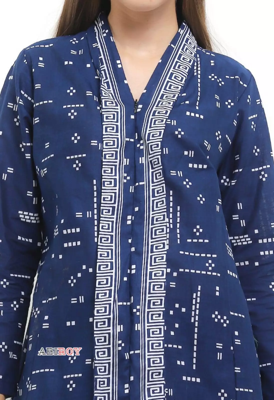 Blouse Batik Retashima Navy Premium Slimfit Elegant NLN